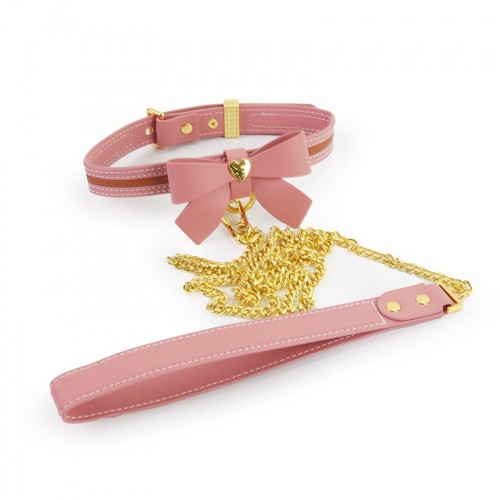 러브하트 버터플라이 가죽 초커+목줄 세트 - Love Heart Butterfly Leather Collar Set | SEVANDA