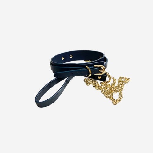 룸펀 레더 초커+목줄 2종 Roomfun Leather Collar With Leash 2COLOR | ROOMFUN